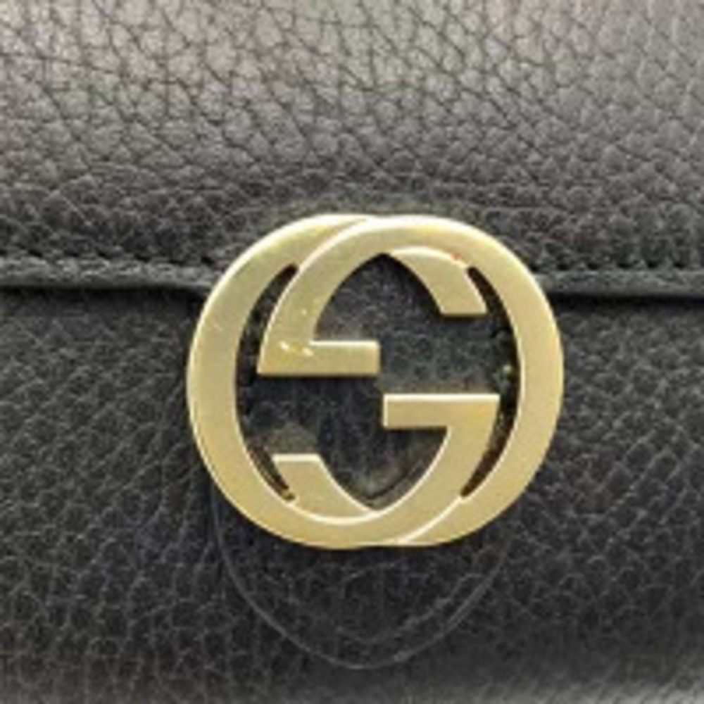 GUCCI Long Wallet Bi fold Leather Black Interlocking GG Zippered Wallet Card - Picture 10 of 10